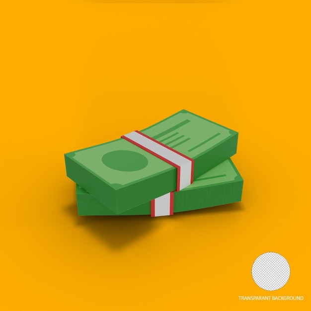 3D two bundles of bills money cash