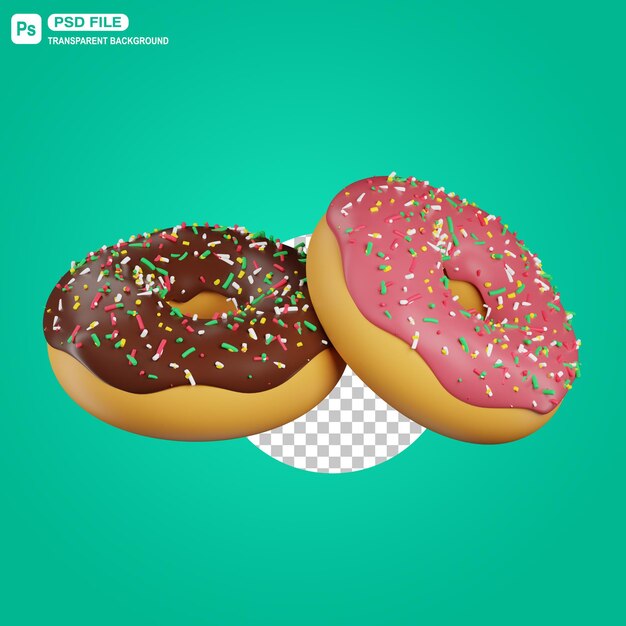 3D Two Doughnuts Illustration