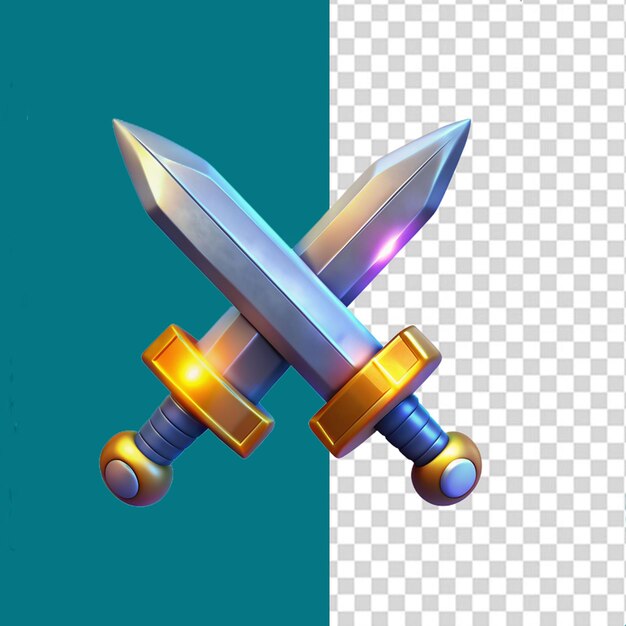 PSD a 3d two sword on transparent