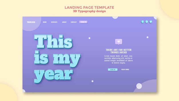 Целевая страница дизайна 3d типографии