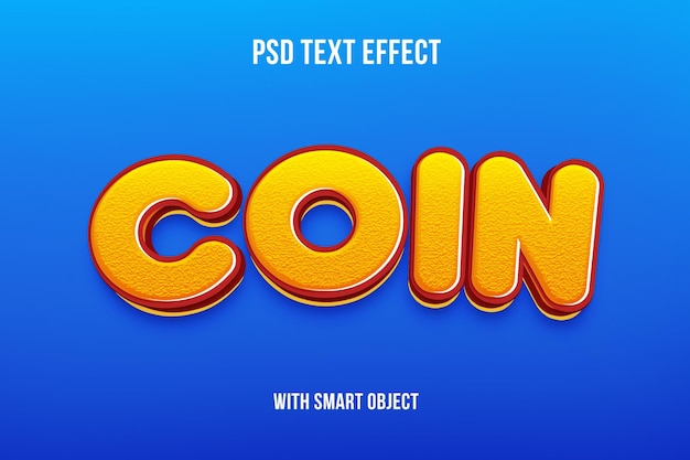 3d typography font mockup coin 3d text effect