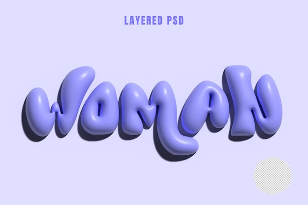 3d typography with the word woman international womens day