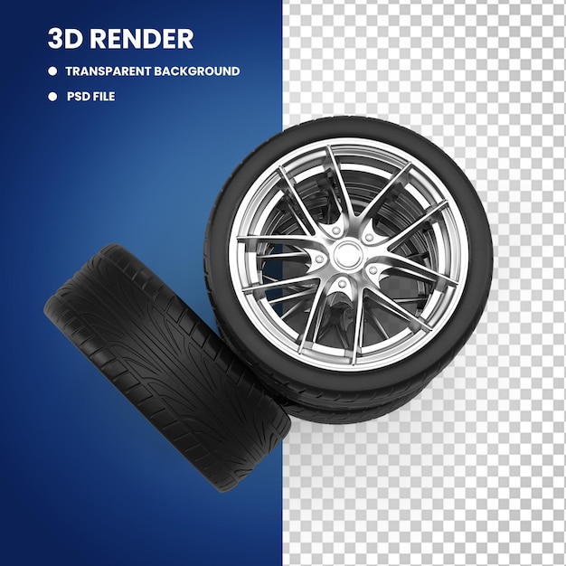 3D Tyre Model Transparent Background pose 2