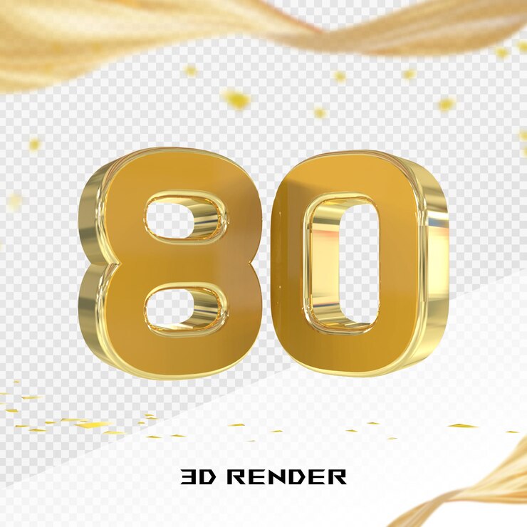 3D-uitverkoop korting promotie nummer 80 procent 3D render goud