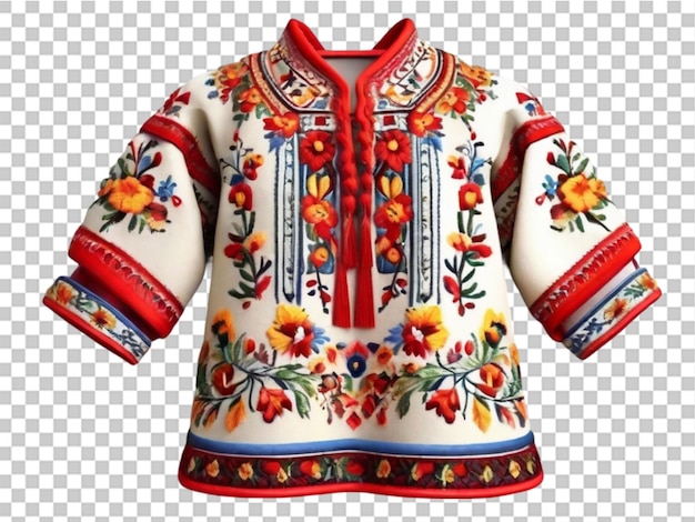 PSD 3d ukrainian embroidered national traditional costume on transparent background