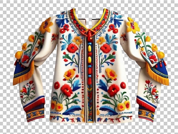 PSD 3d ukrainian embroidered national traditional costume on transparent background