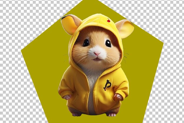 3d ultra detailed of a cute hamster wearing a yellow jacket