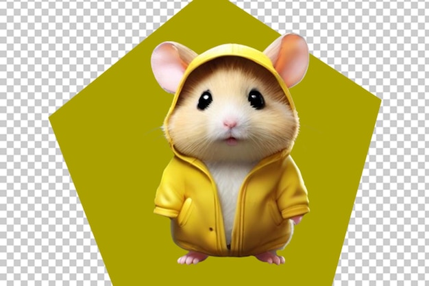 PSD 3d ultra detailed of a cute hamster wearing a yellow jacket