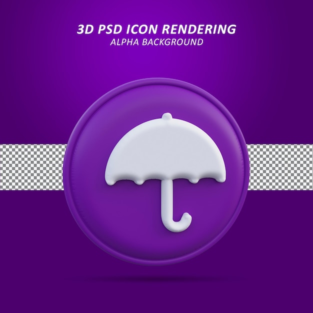 PSD icona ombrello 3d nel rendering