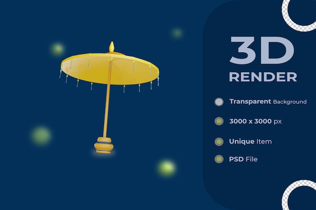 PSD 3d umbrella object with transparent background