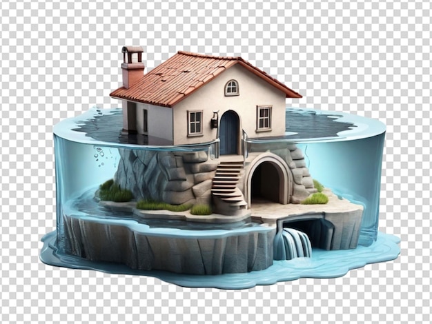 PSD a 3d underground water house png