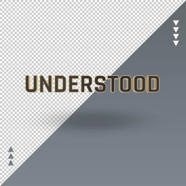 PSD 3d understood black gold text rendering front view