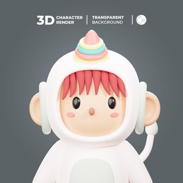 PSD 3d 유니콘 캐릭터 키드 의상