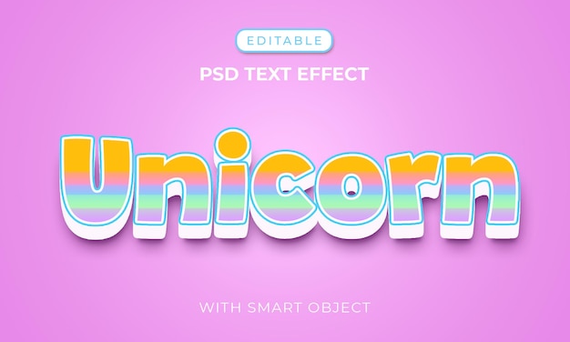 Effetto testo modificabile 3d unicorn