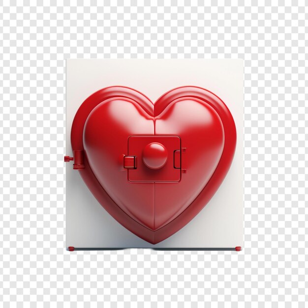 3d unlock heart locker isolated on transparent background