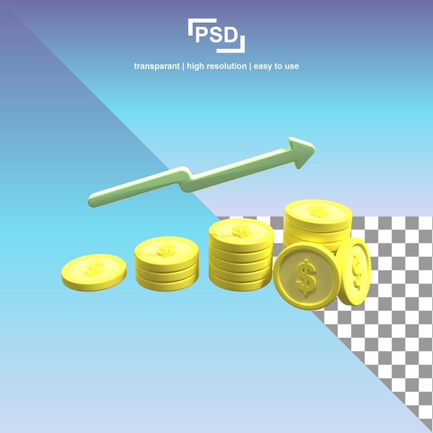 PSD 3d up grafiek dollar munt