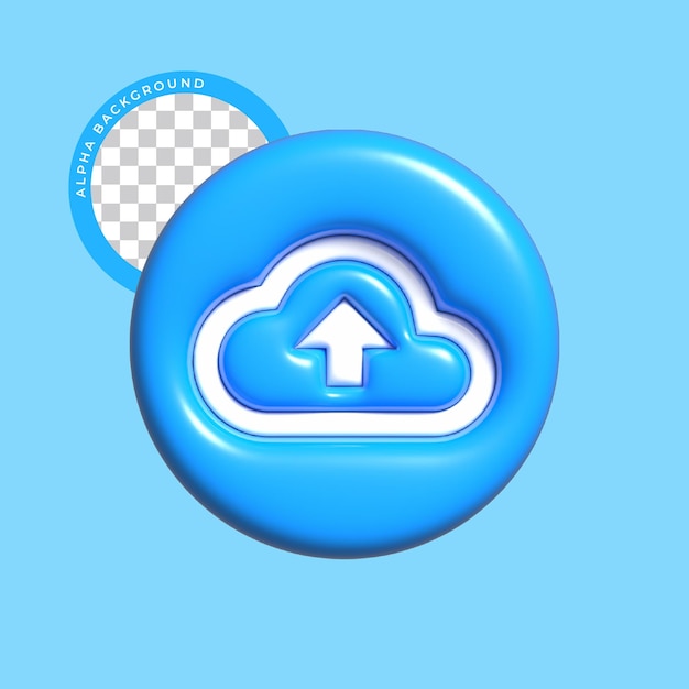 3d upload icon on blue concept. isolated icon.