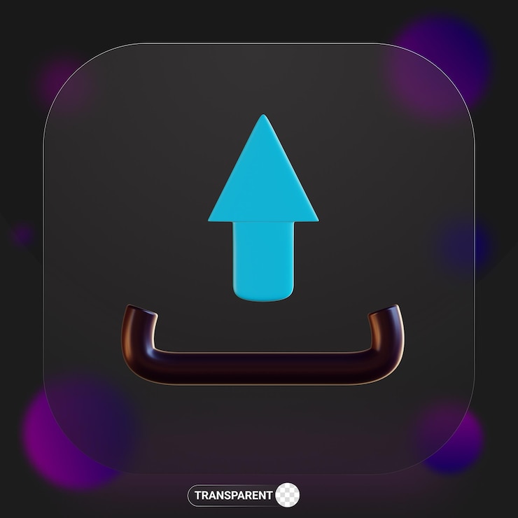 PSD 3d upload icon dark theme