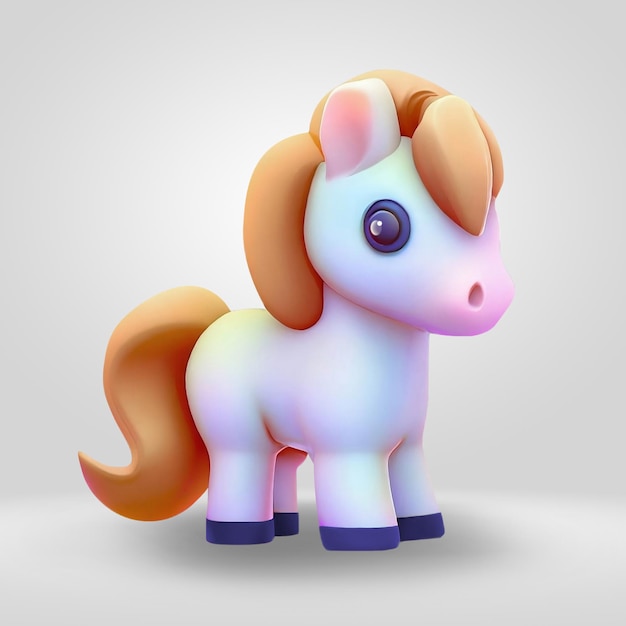 3d Uroczy Biały Koń Poni Ilustracja Zwierzęca