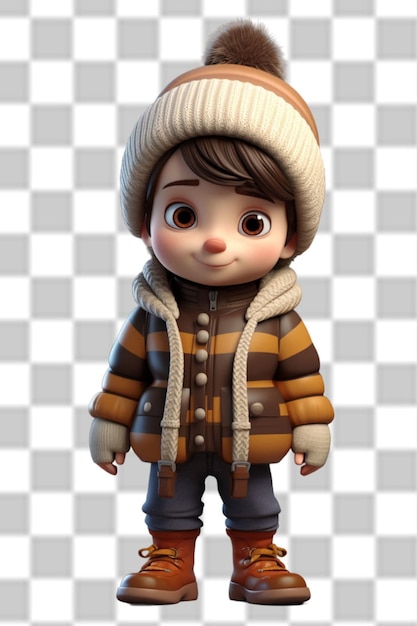 3d uroczy chłopiec noszący piękną zimową kurtkę