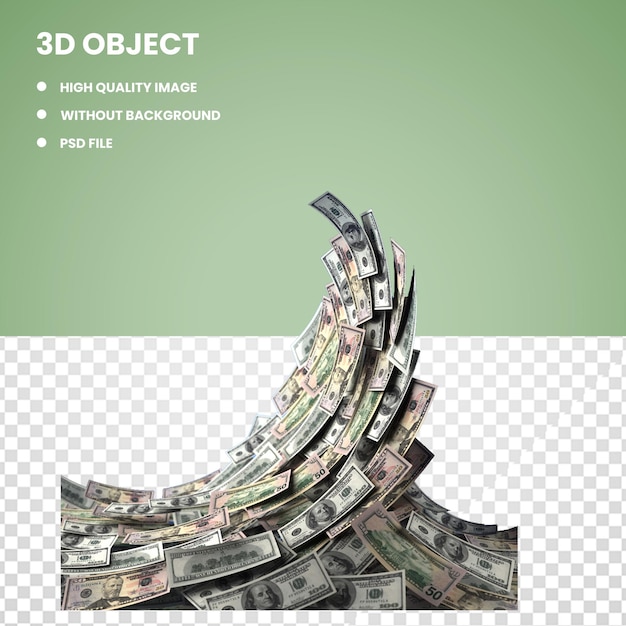 PSD 3d us dollars flying