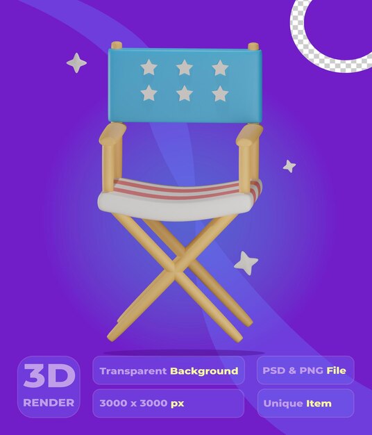 3D USA director39s stoelobject met transparante achtergrond