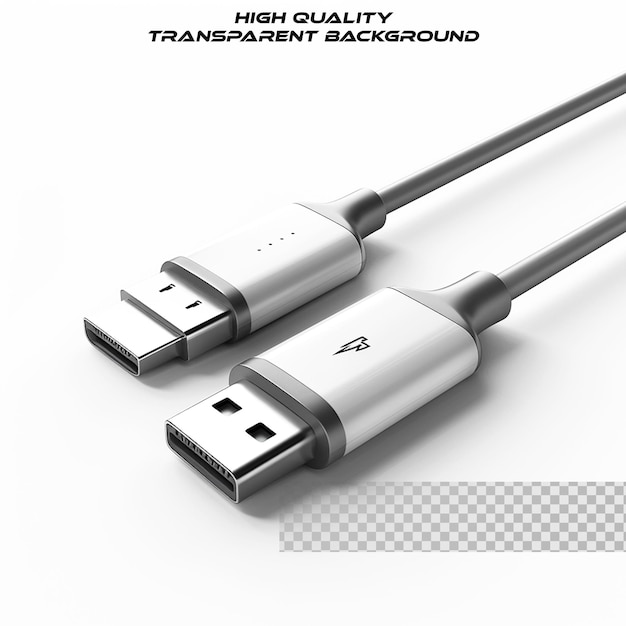 PSD a 3d usb cable on transparent background