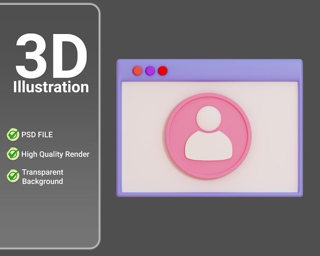 3d user interface icon on a tab isolated, Tab symbol 3d