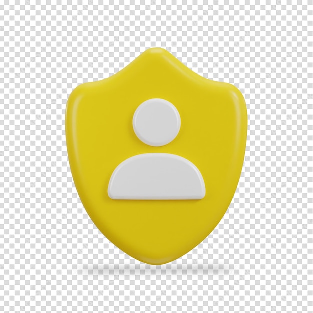 PSD 3d user security icon with protect shield icon isolated background