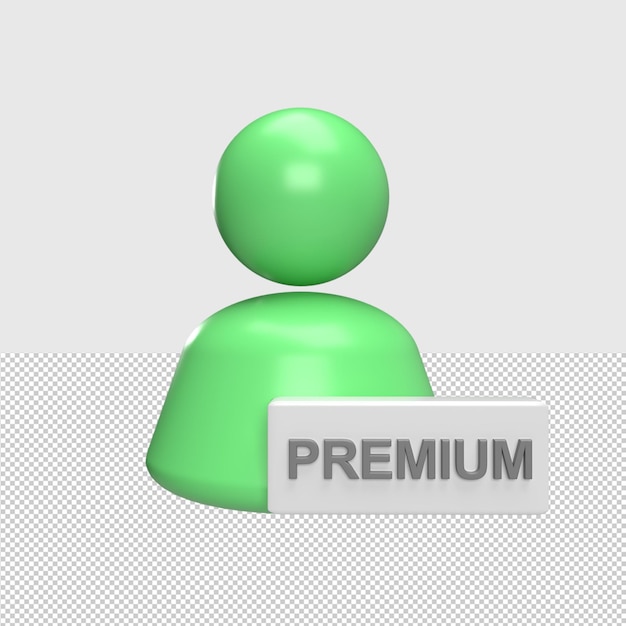3D User with Badge Premium render illustration