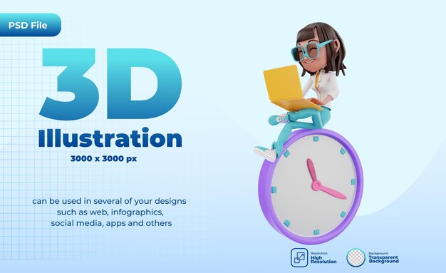 3d с помощью ноутбука и сидя на часах