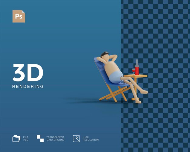 PSD 3d vakantie strand illustratie