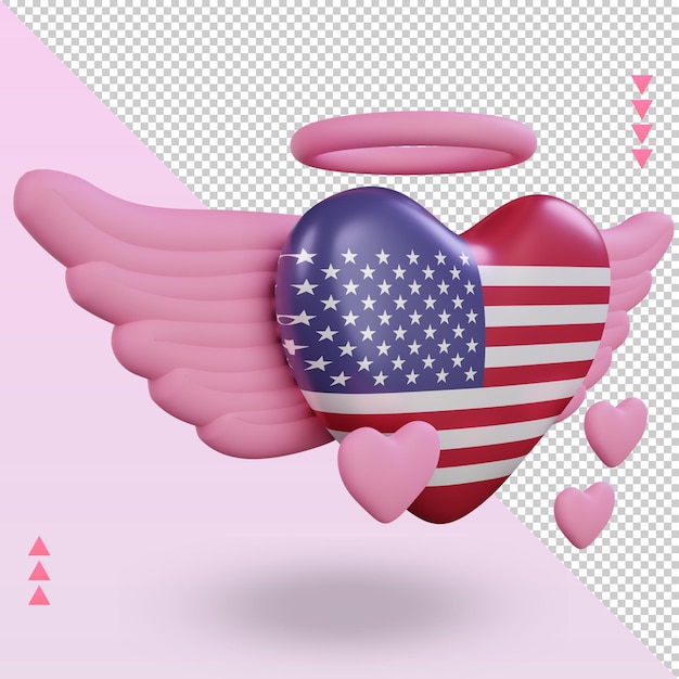 3d-valentijn liefde amerika vlag weergave linker weergave