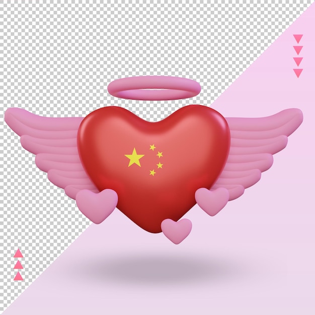 3d-valentijn liefde china vlag rendering vooraanzicht