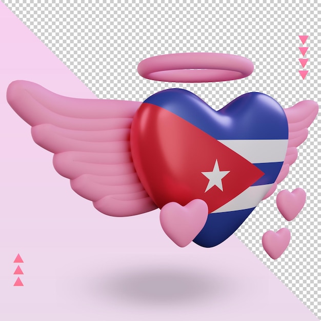 PSD 3d-valentijn liefde cuba vlag rendering linker weergave