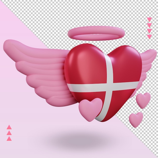 3d-valentijn liefde denemarken vlag weergave linker weergave