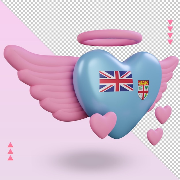 PSD 3d-valentijn liefde fiji vlag weergave linker weergave