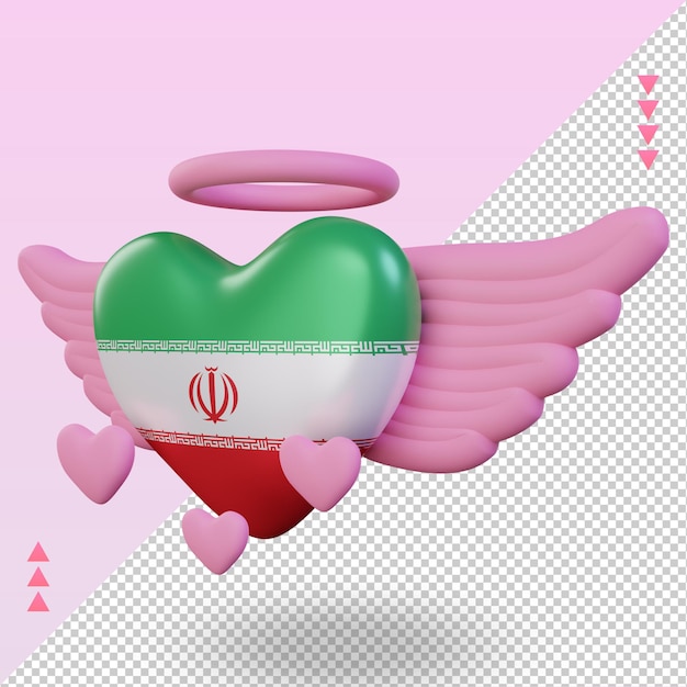 3d-valentijn liefde iran vlag weergave juiste weergave