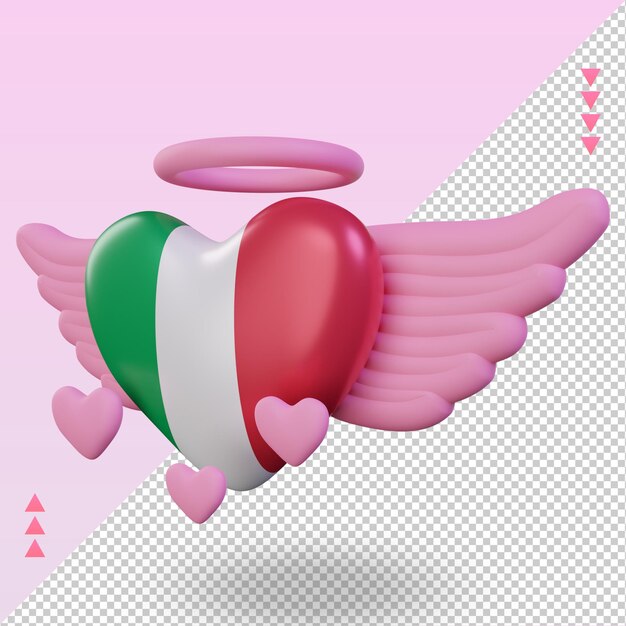 PSD 3d-valentijn liefde italië vlag rendering juiste weergave