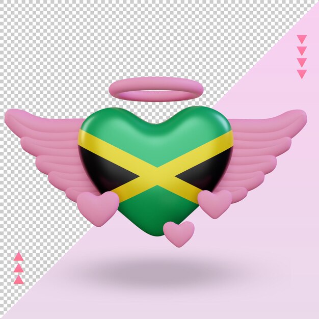 PSD 3d-valentijn liefde jamaica vlag rendering vooraanzicht