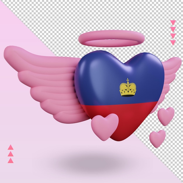 PSD 3d-valentijn liefde liechtenstein vlag rendering linker weergave