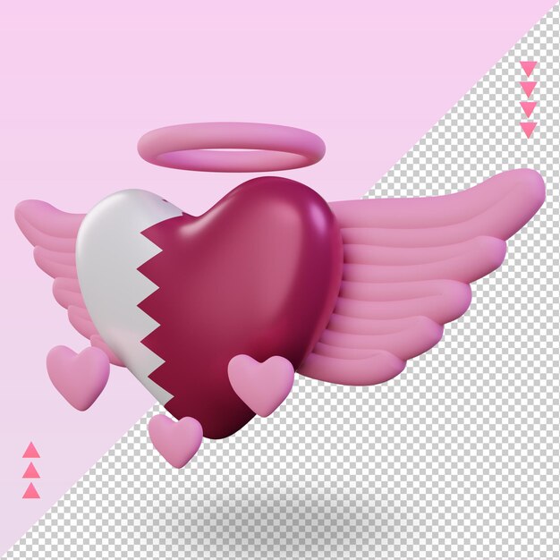 PSD 3d-valentijn liefde qatar vlag rendering juiste weergave