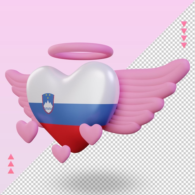 PSD 3d-valentijn liefde slovenië vlag rendering juiste weergave