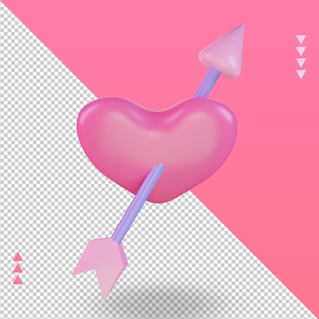 PSD 3d-valentijnsdag hart pictogram weergave bovenaanzicht