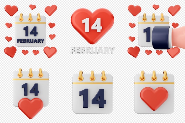 3d valentijnsdag icoon set bundel