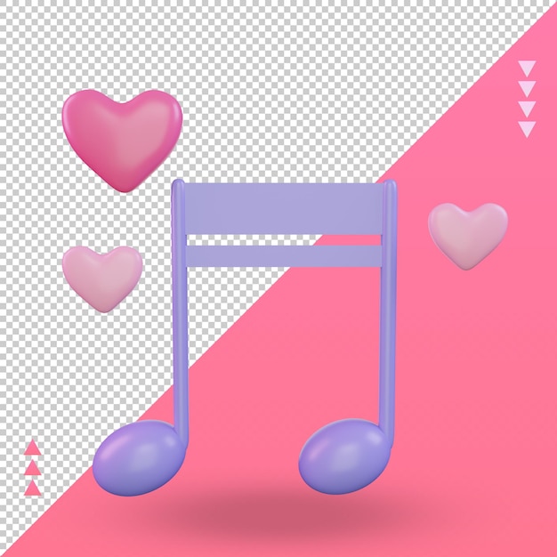 3d-valentijnsdag love songs pictogram rendering vooraanzicht