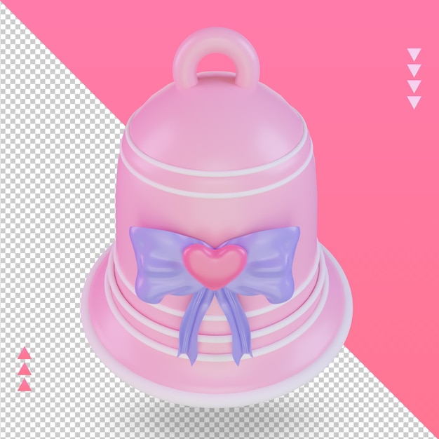 3d valentine day bell love icon rendering top view