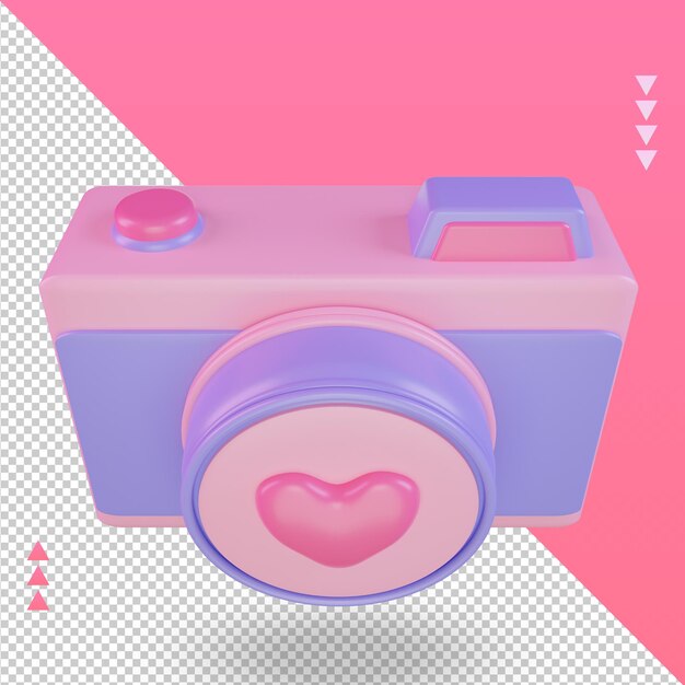3d valentine day camera love icon rendering top view