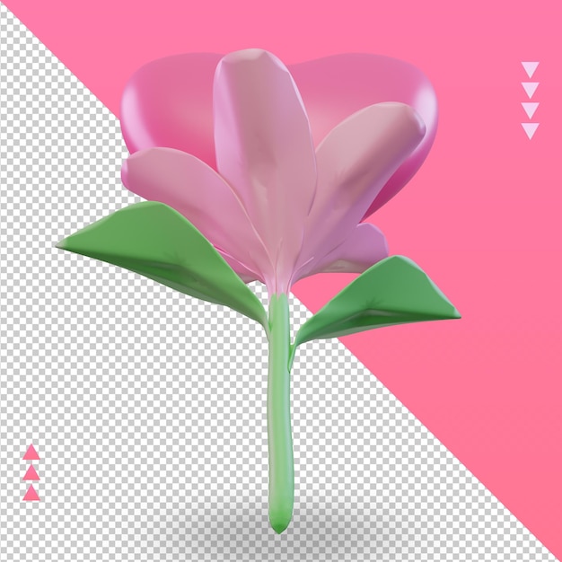 3d valentine day flower love icon rendering top view