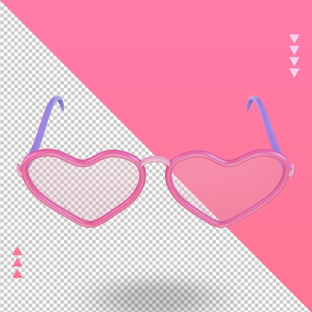 PSD 3d valentine day glasses icon rendering top view